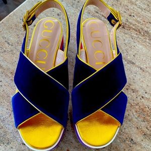 Authentic Gucci suede platform wedge